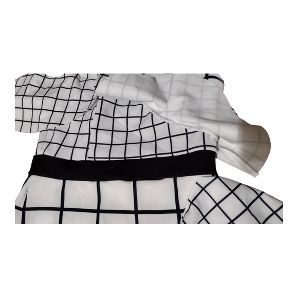 ASOS DESIGN White and Black Grid Design One Shoulder Ruffle Mini Dress, Size 2 - Picture 10 of 16